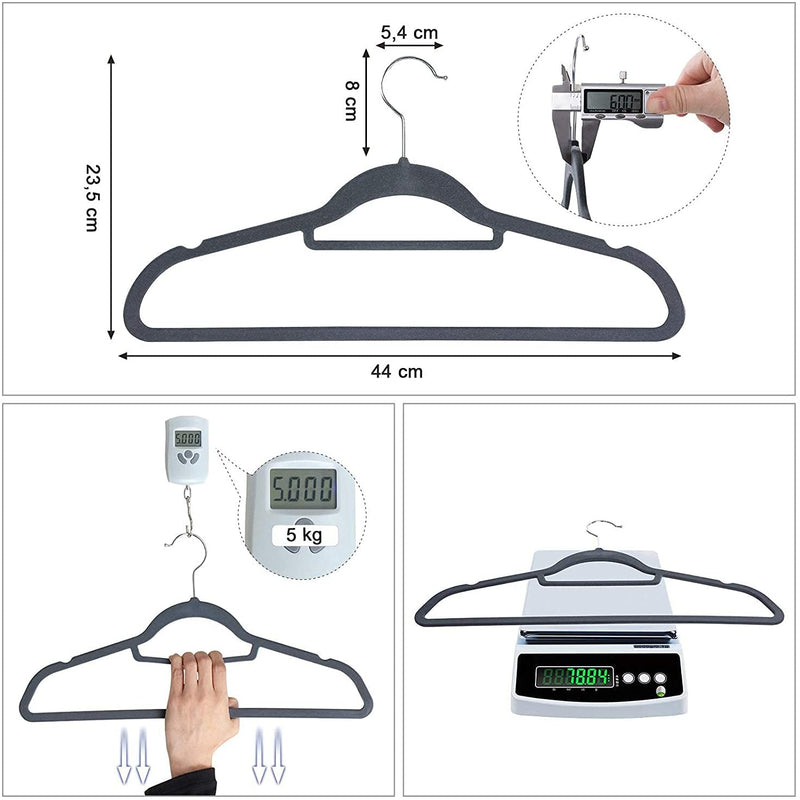 Velvet Clothes Hangers Grey (Set of 100)