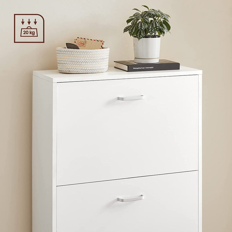 Vasagle 3 Tier Wooden Shoe Cabinet - White