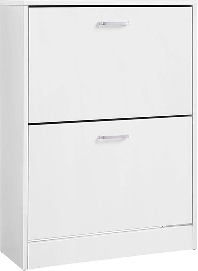 2 Tier Wooden Shoe Cabinet - White