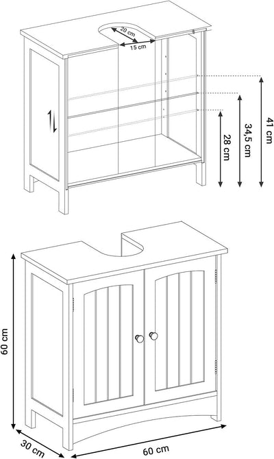 Vasagle Maisie Bathroom Under Sink Storage Cabinet - White