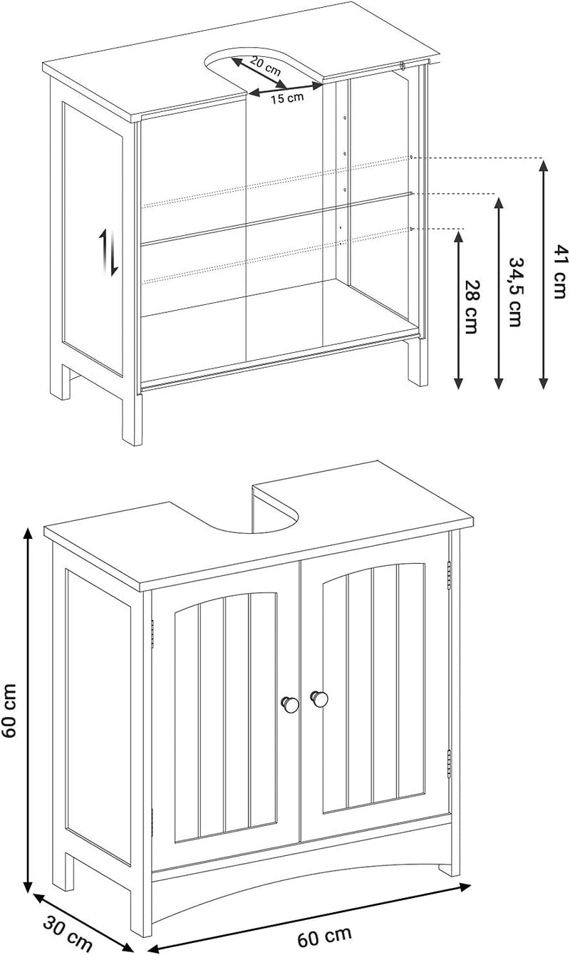 Vasagle Maisie Bathroom Under Sink Storage Cabinet - White