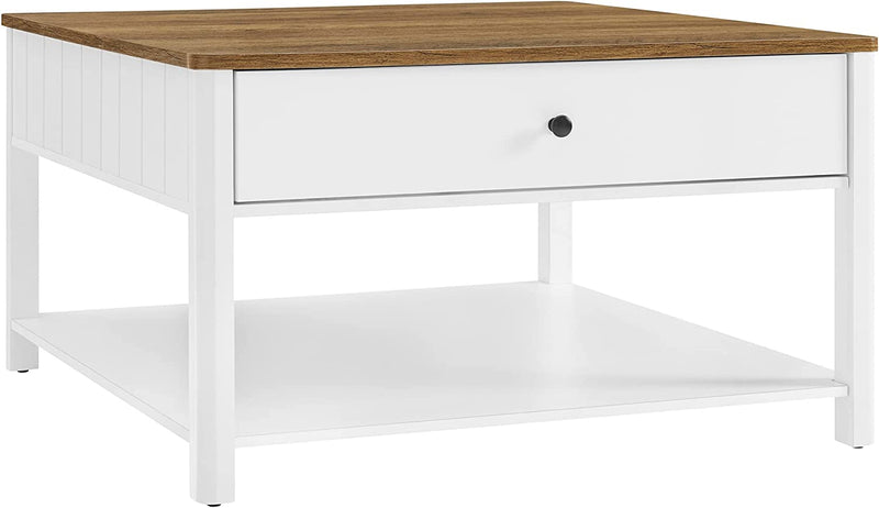 Vasagle Coffee Table With 2 Large Drawers 80 x 80 x 45 cm