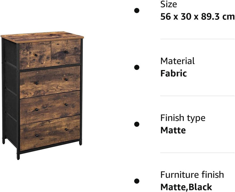 Vasagle Anderson 5 Drawer Storage Dresser - Brown