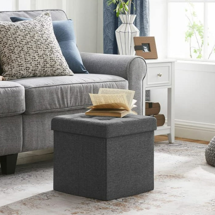 Storage Ottoman Bench Seat Fabric Small - Grey