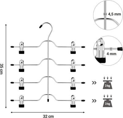 Pant Skirt 4-Tier Hangers with Clips (Set of 3)