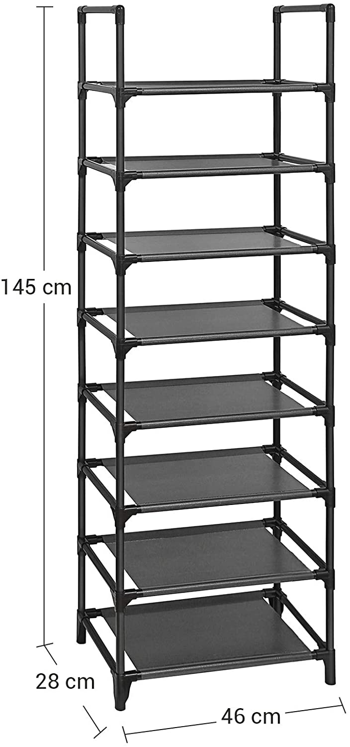 Shoe Rack Storage 8 Tier 16 Pair - Black