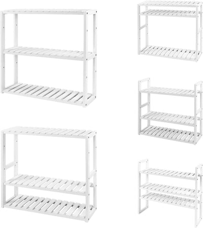 3 Tier Storage Bamboo Shelf - White