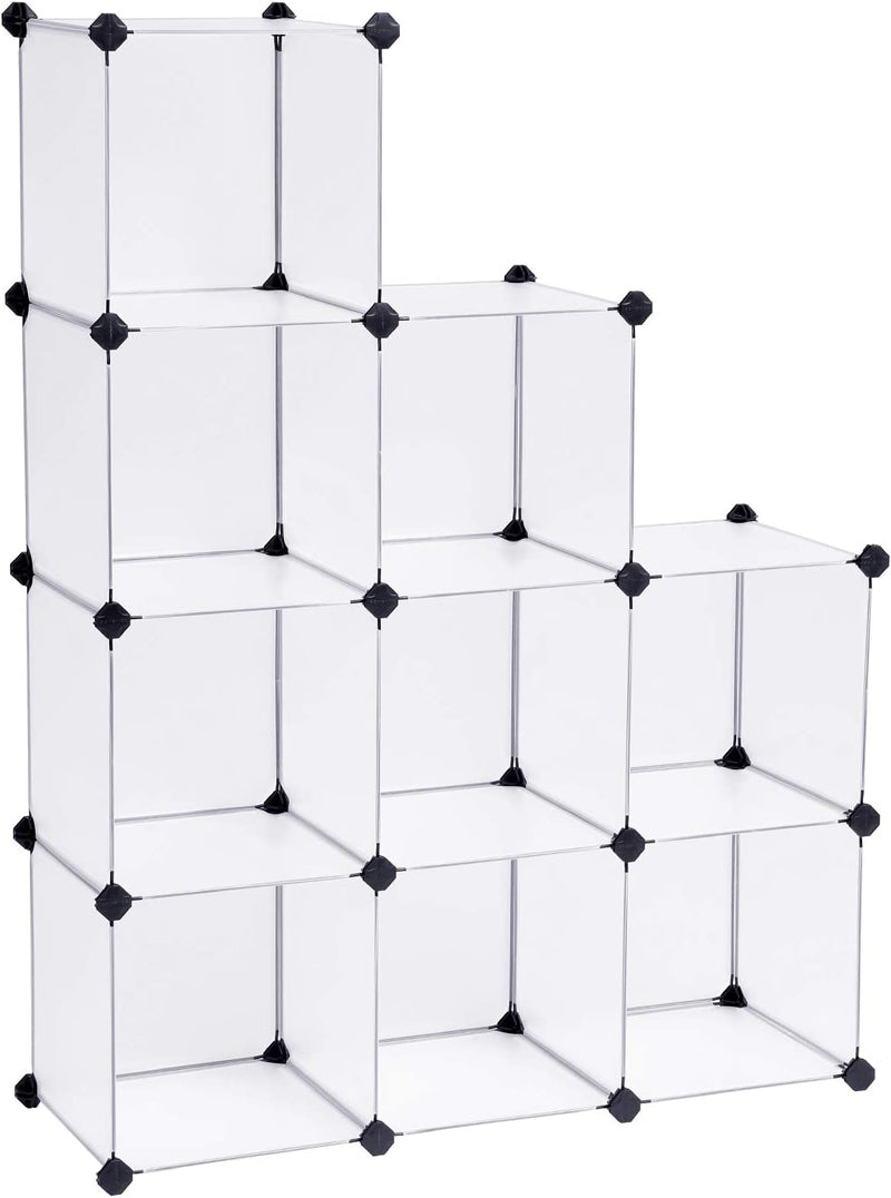 Cube Storage Shelf Modular Bookcase White (Set of 9)