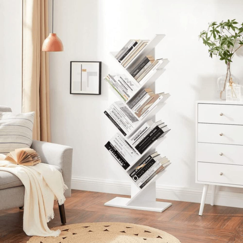 Vasagle 8 Tier Floor Standing Tree Bookshelf - White