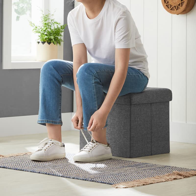 Storage Ottoman Bench Seat Fabric Small - Grey