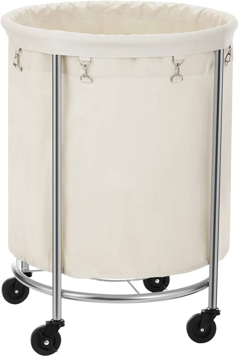 Rolling Laundry Basket with Wheels - Cream