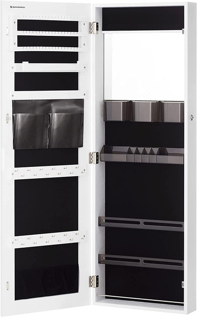 Jewellery Cabinet With Frameless Mirror - White