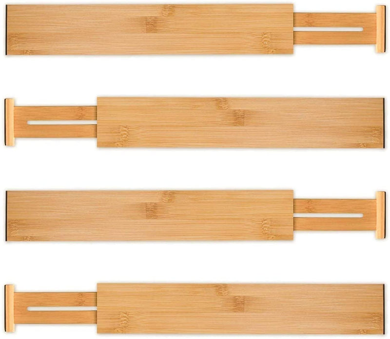 Expandable Adjustable Bamboo Drawer Dividers Large (Set of 4)