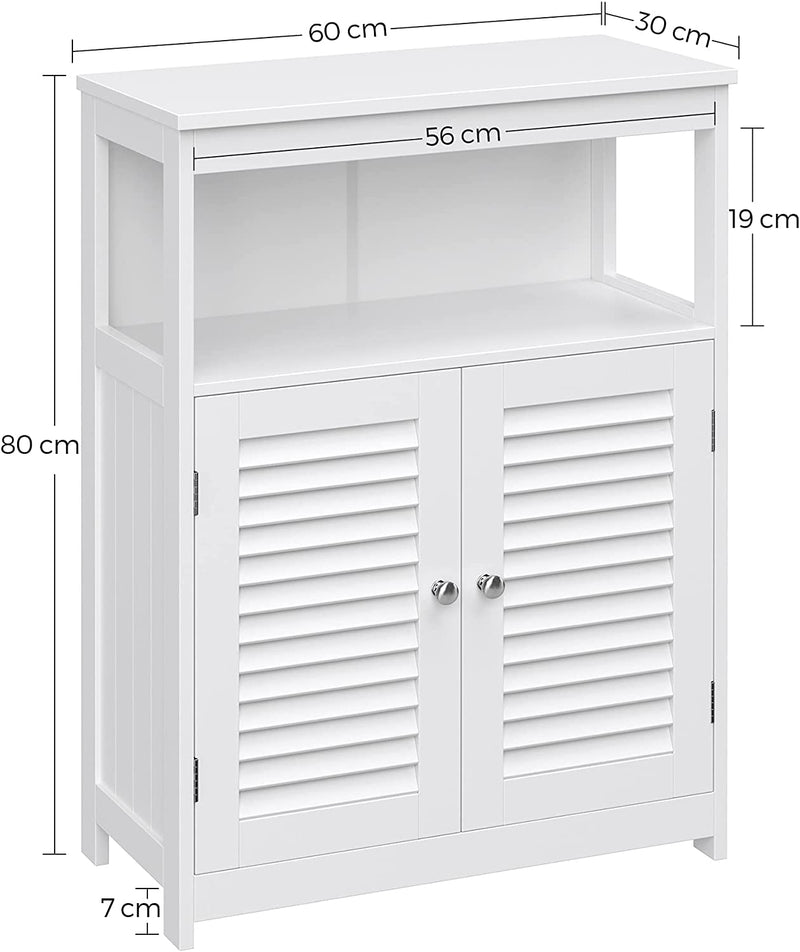 Vasagle Maisie Bathroom Floor Cabinet With Double Shutter Doors - White