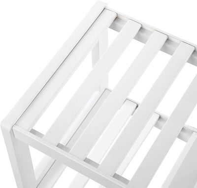 Bamboo 2-Tier Shoe Rack - White