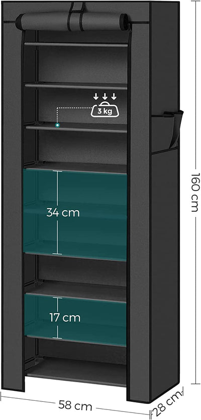 10-Tier Shoe Organiser Rack Black