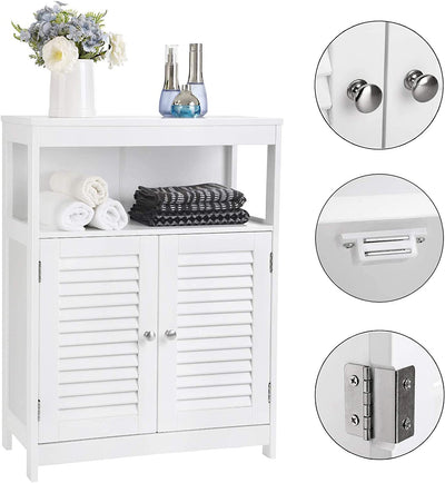 Vasagle Maisie Bathroom Floor Cabinet With Double Shutter Doors - White