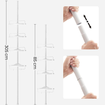 Expandable Bathroom Caddy Corner Shelf Rack  (White)