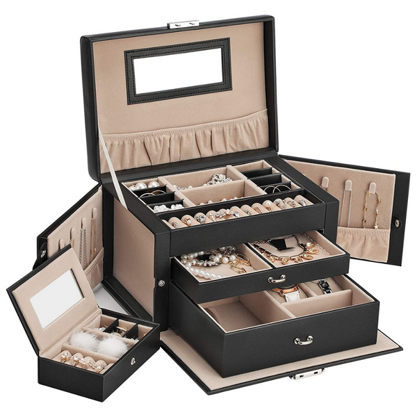 Jewellery Organiser With Mirror - Black
