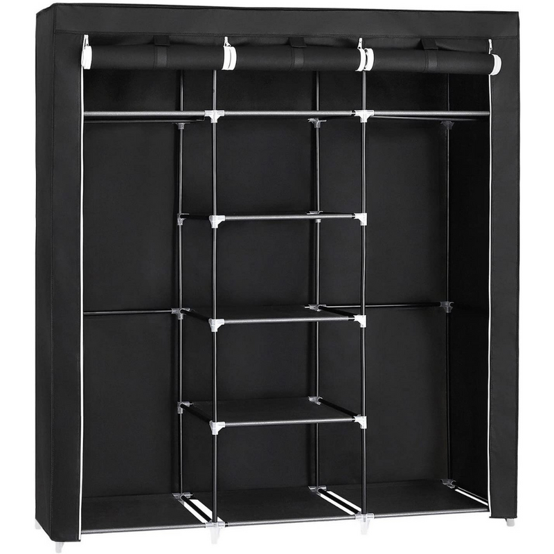 Portable Wardrobe Clothes Storage Organizer (Black)