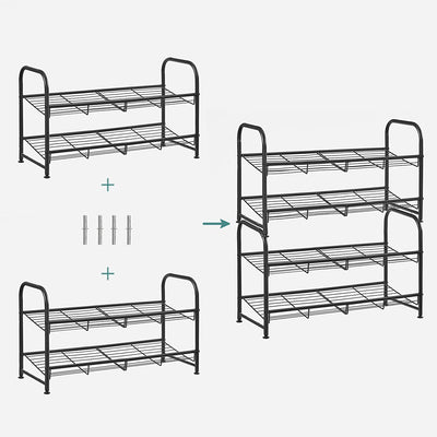 2-Tier Stackable Modular Shoe Rack - Black