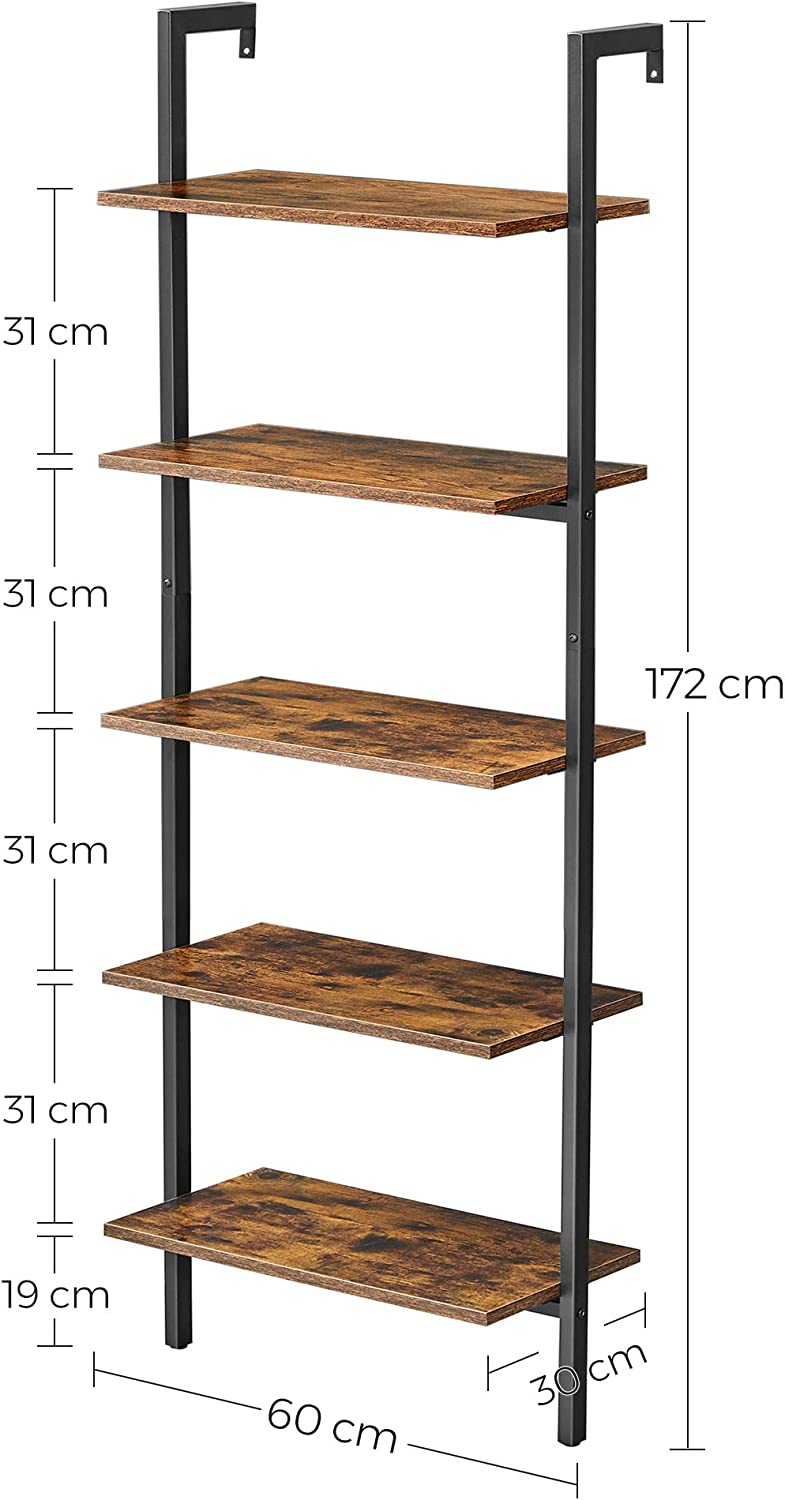 Vasagle 5-Tier Bookshelf Ladder Shelf - Brown