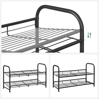 2-Tier Stackable Modular Shoe Rack - Black