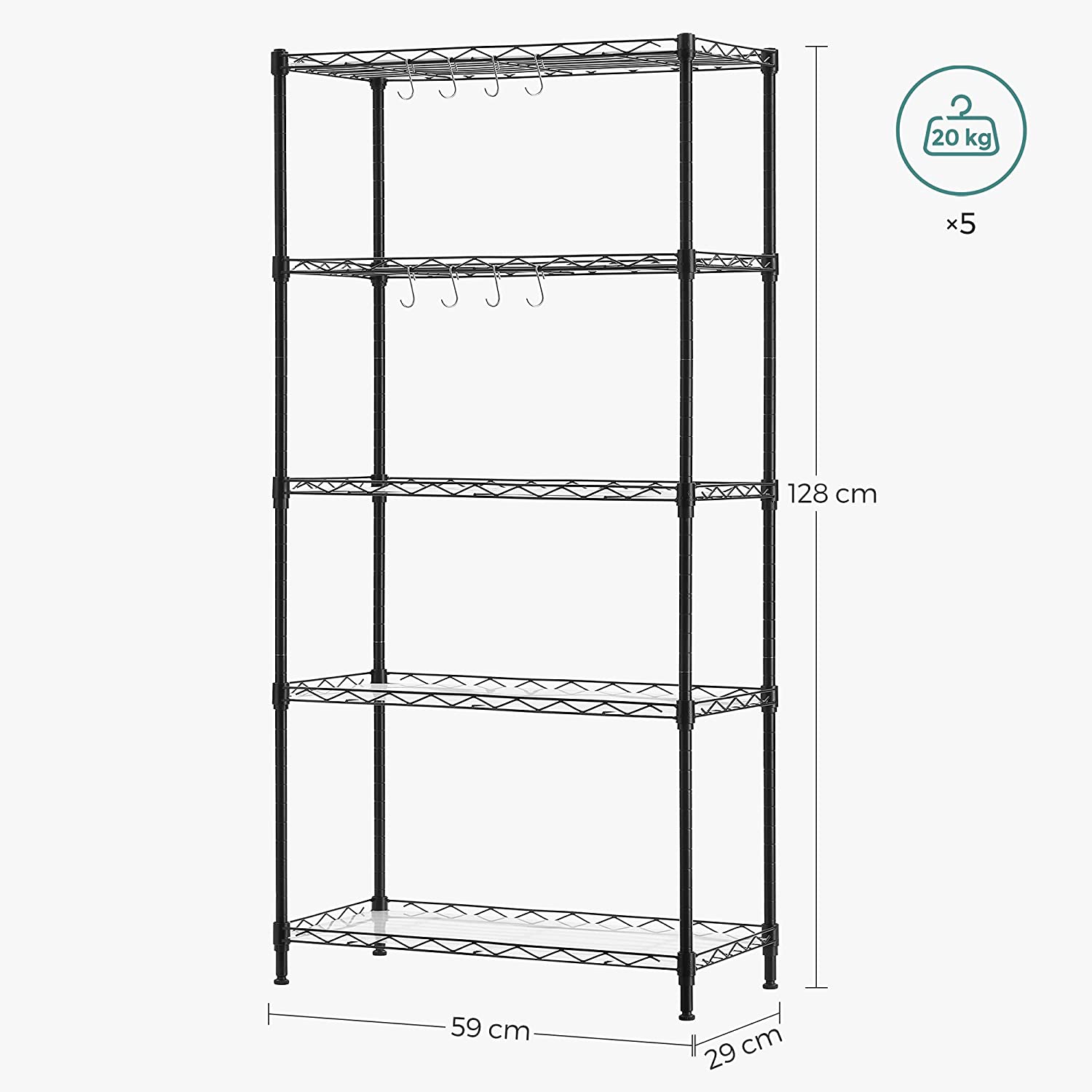 5 Tier Large Metal Storage Rack Shelf – Space General