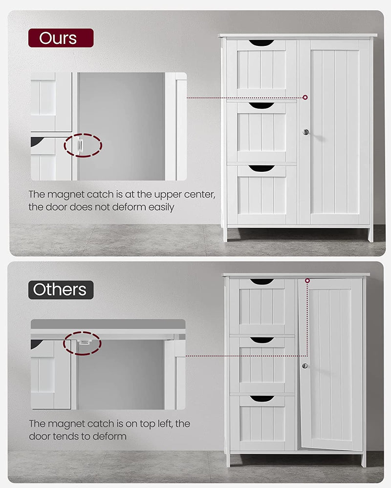 Vasagle Maisie Bathroom Floor Freestanding Storage Cabinet - White