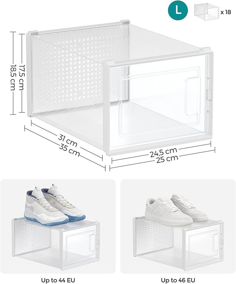 Large Drop-Front Shoe Box Fit up to UK Size 12 (Set of 18)