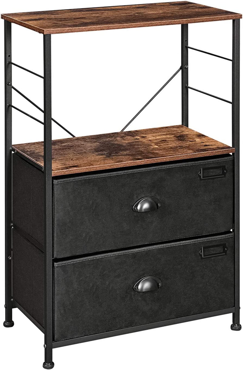 Dion Bedside Table with Storage Drawers Industrial Style