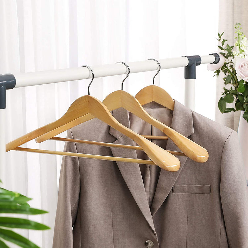 Wooden Suit Hanger with Rail (Set of 6)