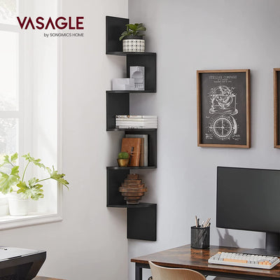 Vasagle 5-tier Floating Wall Book Shelf - Black