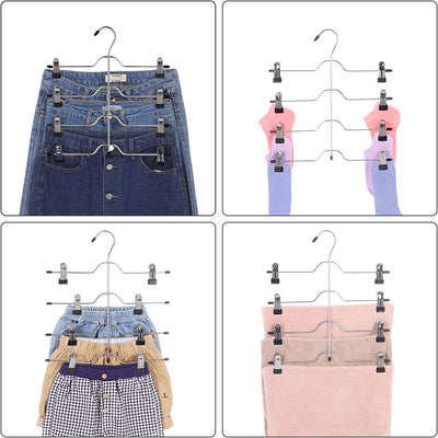 Pant Skirt 4-Tier Hangers with Clips (Set of 3)