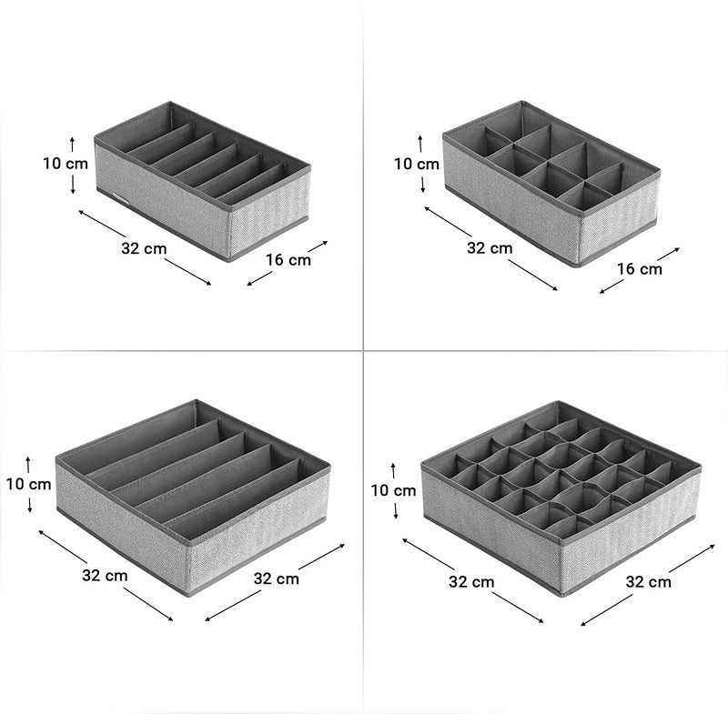 Drawer Organiser Grey (Set of 4)