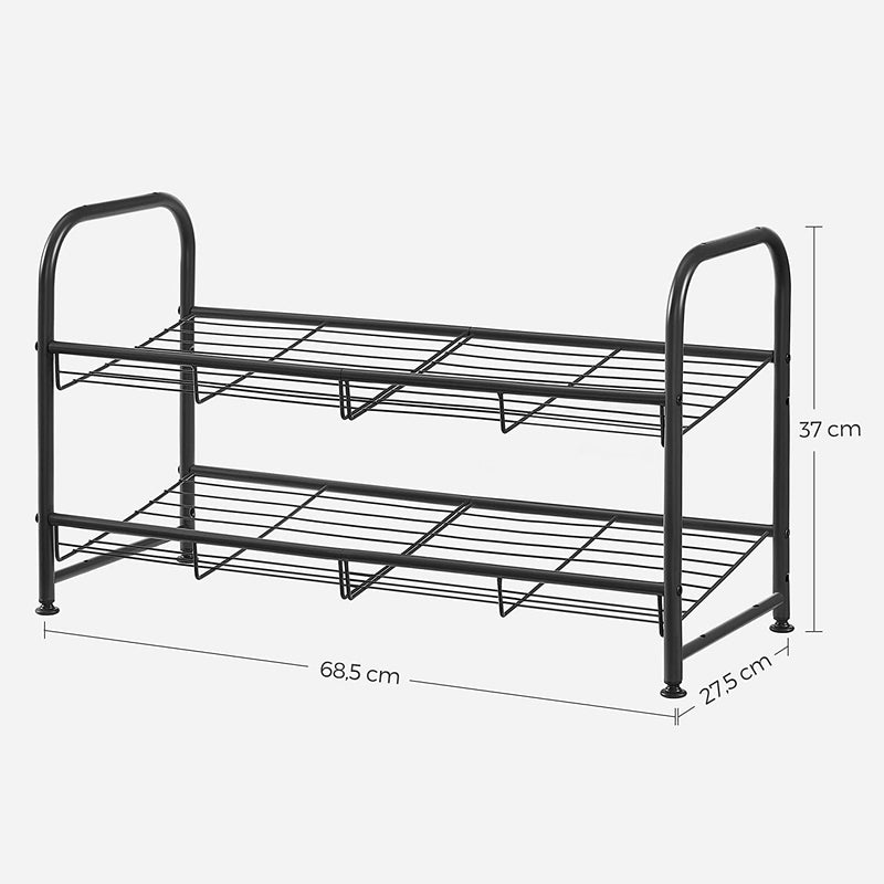 2-Tier Stackable Modular Shoe Rack - Black