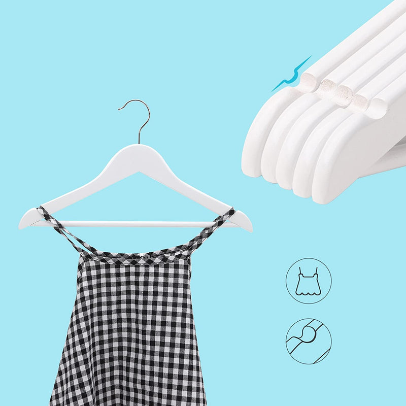 Kids Wooden Coat Hangers White (Set of 20)