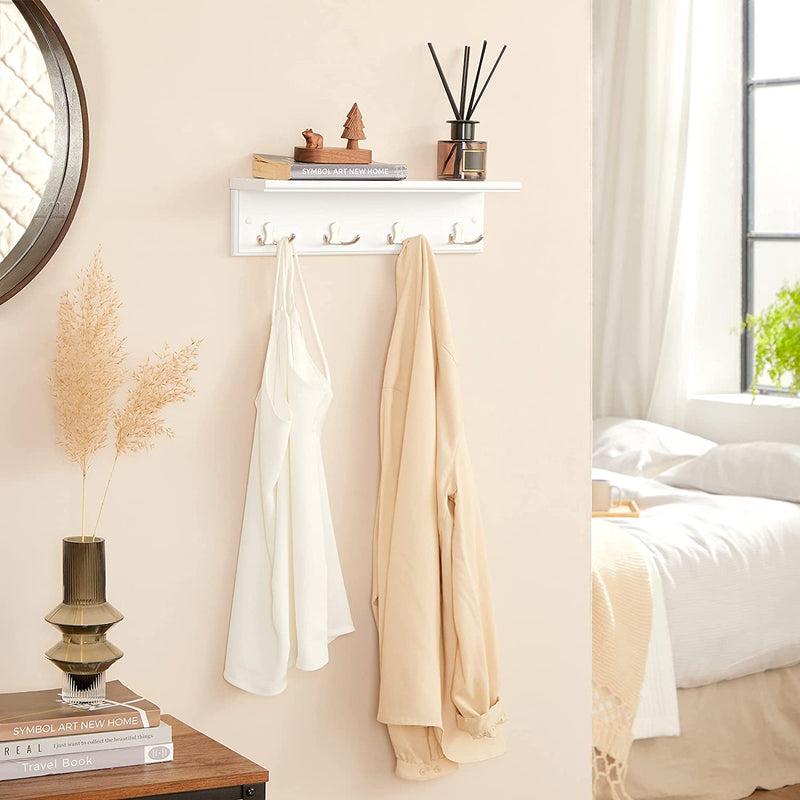 Storage White Coat Shelf With Hooks