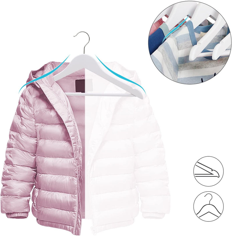 Kids Wooden Coat Hangers White (Set of 20)