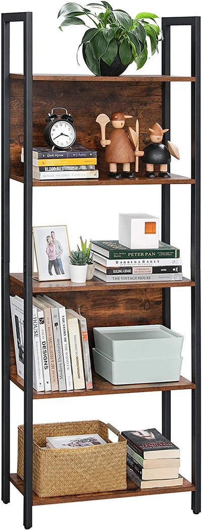 Vasagle Industrial Style Bookshelf With 5 Shelves - Brown
