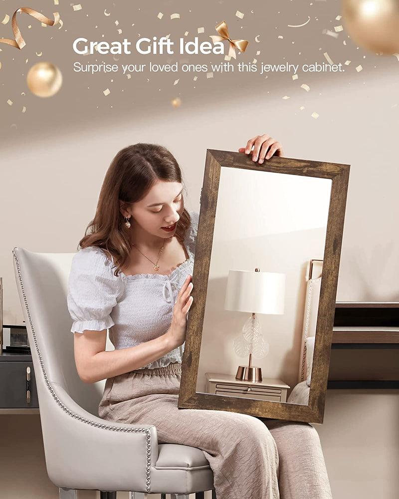 Wall-Mounted Jewellery Cabinet Armoire with Mirror - Industrial Style