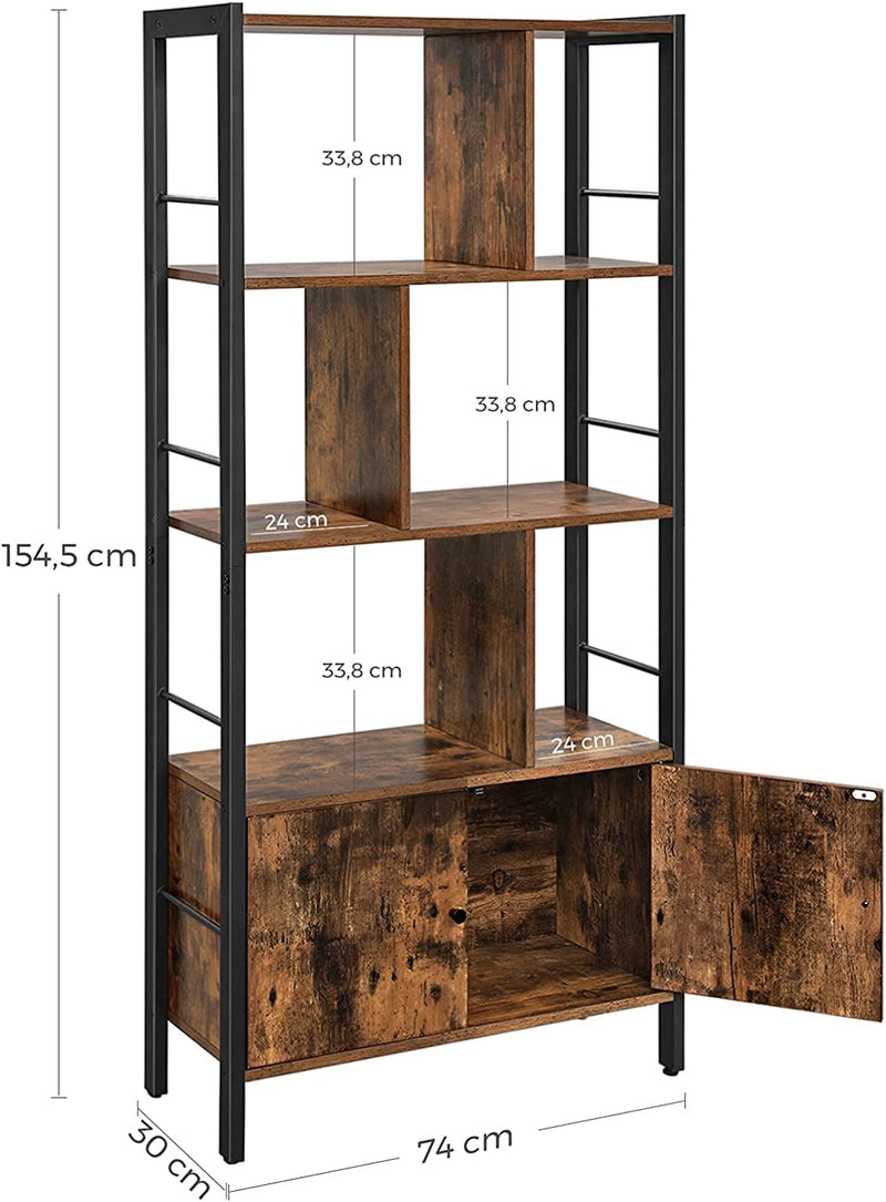 Vasagle Free Standing 4 Shelf Bookcases Storage Shelf