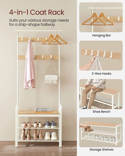 Vasagle Cambrie Hallway Storage Coat Rack - Oak & Cream