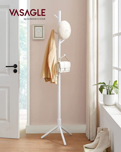 Vasagle Free Standing Solid Wood Coat Rack - White