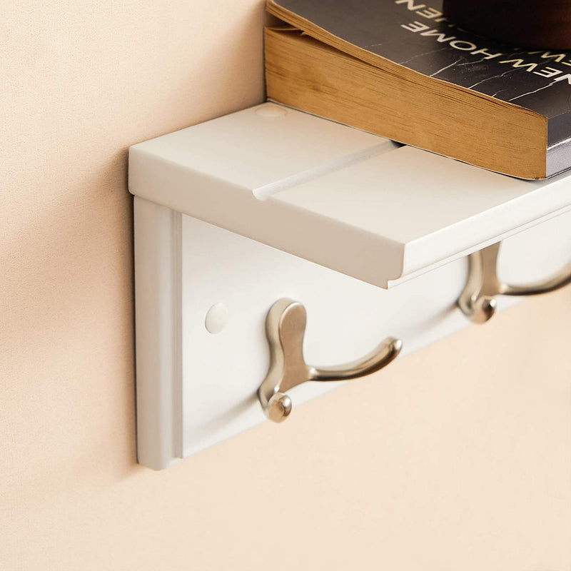 Storage White Coat Shelf With Hooks