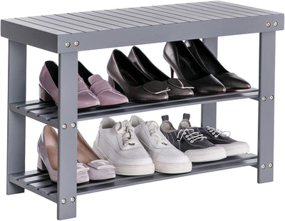 3 Tier Bamboo Shoe Storage Rack - Grey