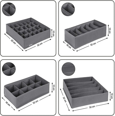 Drawer Organiser Grey (Set of 4)