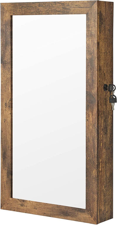 Wall-Mounted Jewellery Cabinet Armoire with Mirror - Industrial Style
