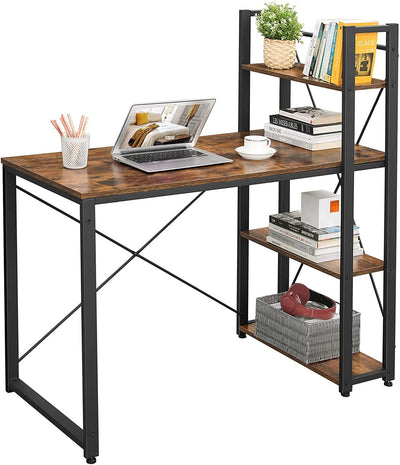 Vasagle Office Desk With 3 Shelves 120 x 60 x 120 cm - Brown