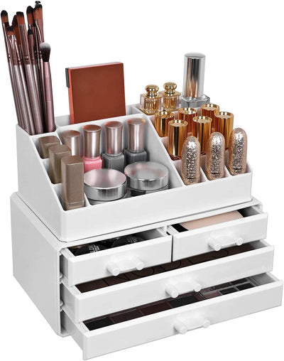Cosmetics Makeup Organiser 4 Drawers 16 Compartments - White